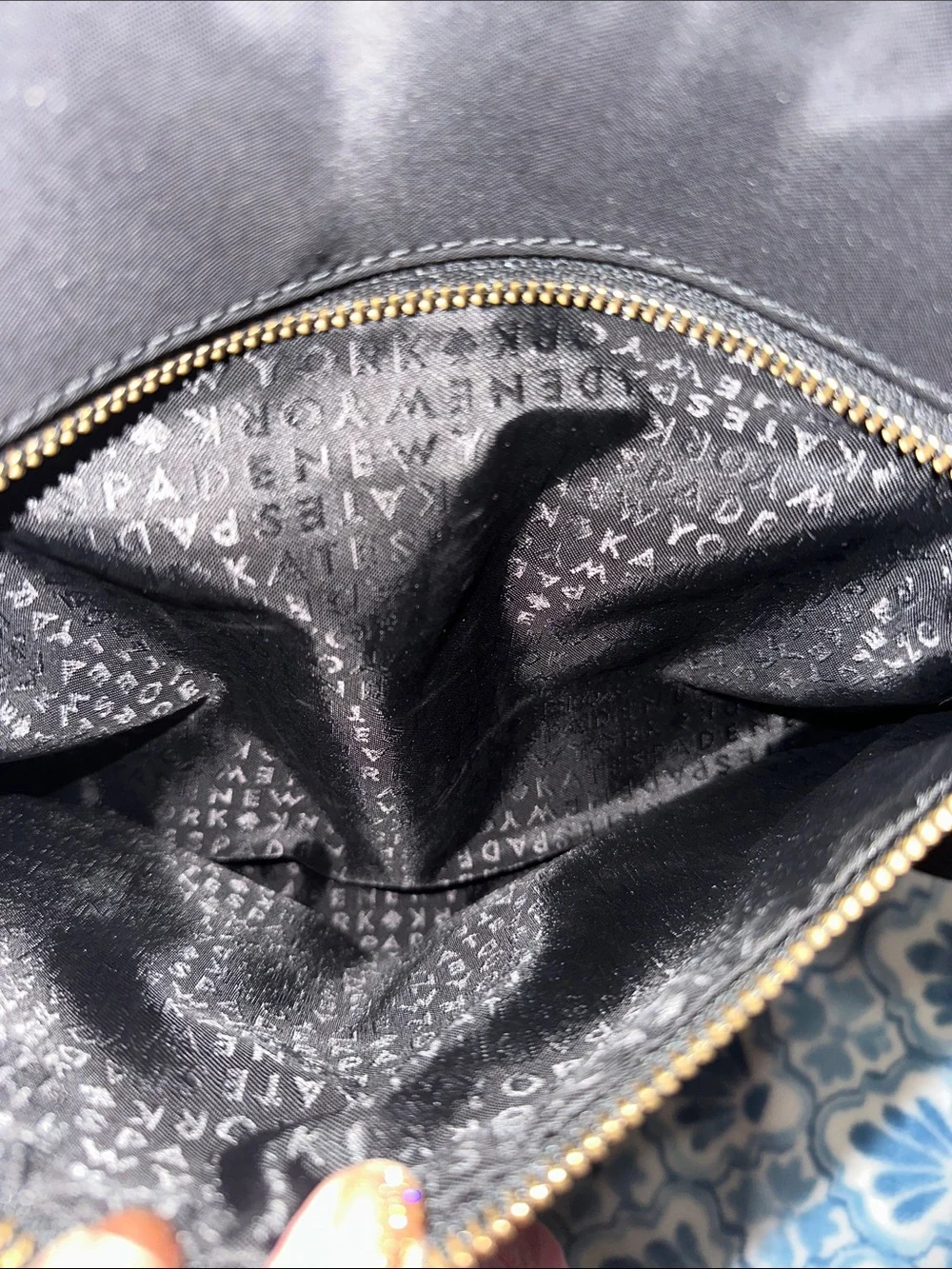 kate spade Black Nylon Backpack with Gold Hardware